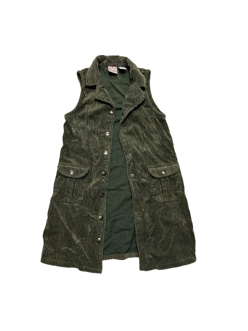 Concept Clothing Co Corduroy Best Green Womens M Long Line Boho Lagen Look